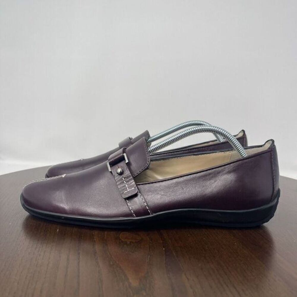 Faconnable Loafer Shoes Women's Size 8.5 / 39 Purple Leather Comfort Flat Italy